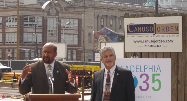 Philadelphia Mayor Nutter Visits Granary Construction Site